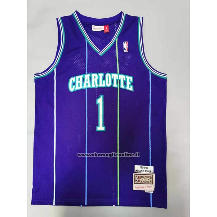 Maglia Charlotte Hornets Muggsy Bogues #1 Mitchell & Ness 1994-95 Viola